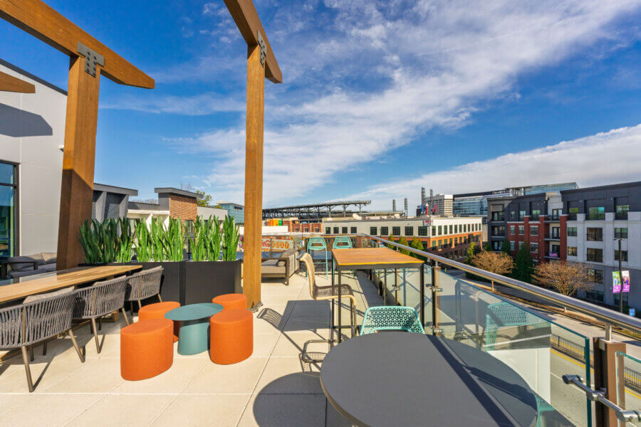 Truist Park is visible from the deck of the Sky Lounge at Ellison Parkview